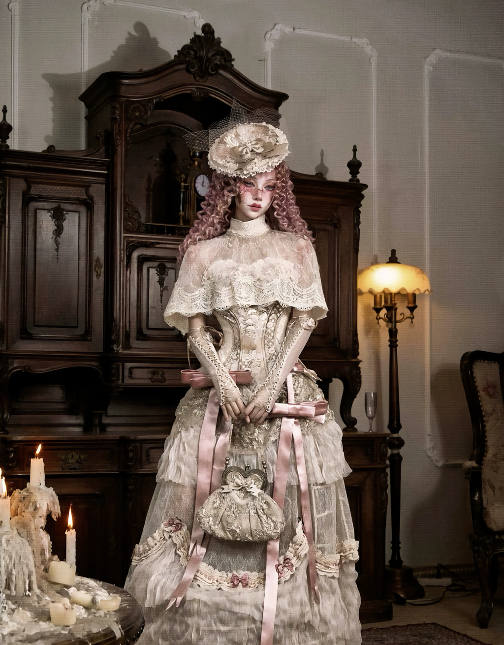 Lace Victoria Short Cape & Necklace / DR09