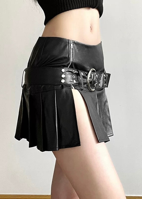 ベルト付きPUレザープリーツスカート / VO1207