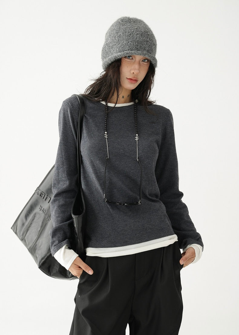 Patchwork long sleeve T-shirt / AS1221