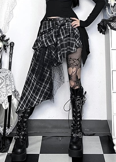 イレギュラーブラックチェック柄スカート / VO1300