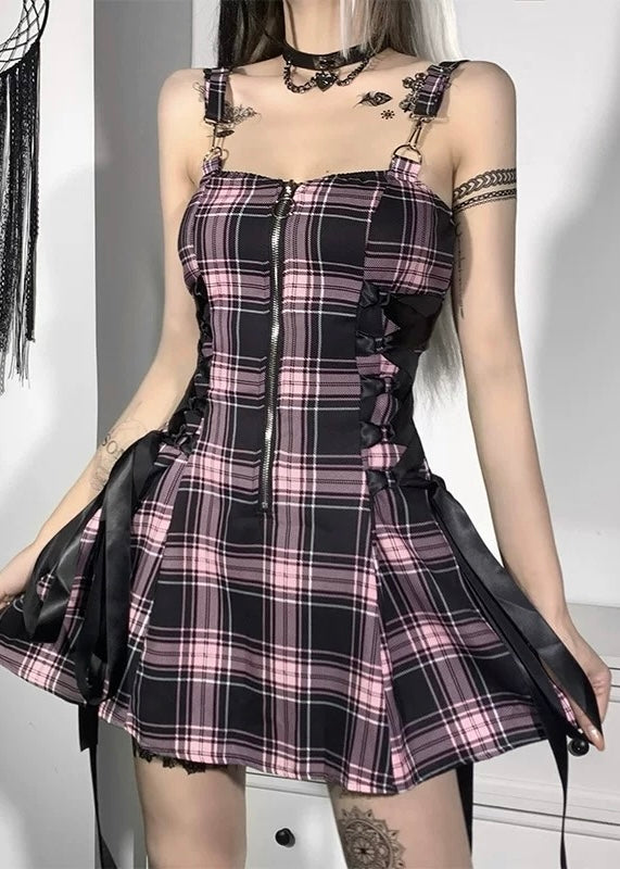 ピンクチェック柄キャミワンピース / VO1173