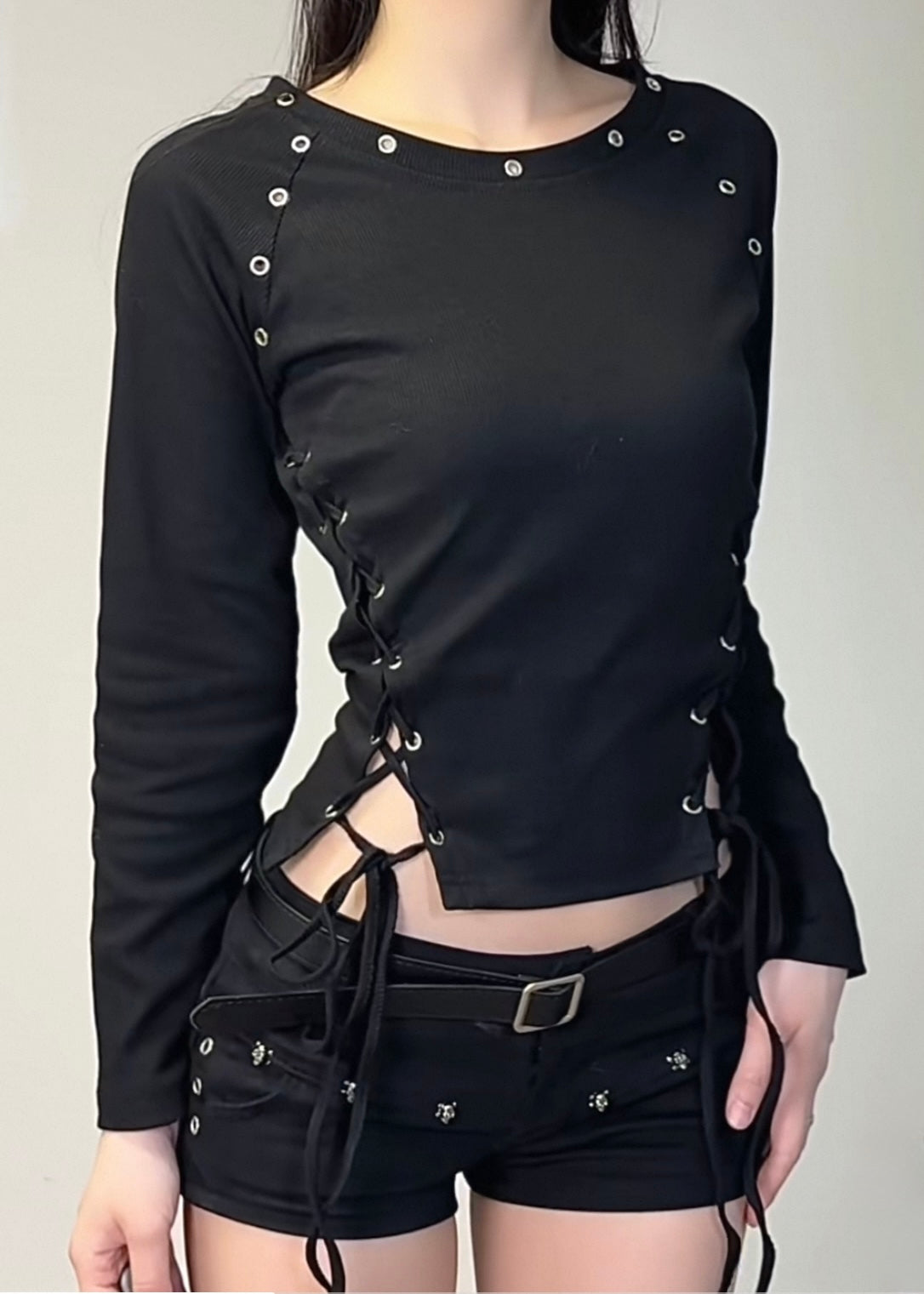 ダークアイレットデザイン半袖シャツ / VO1122