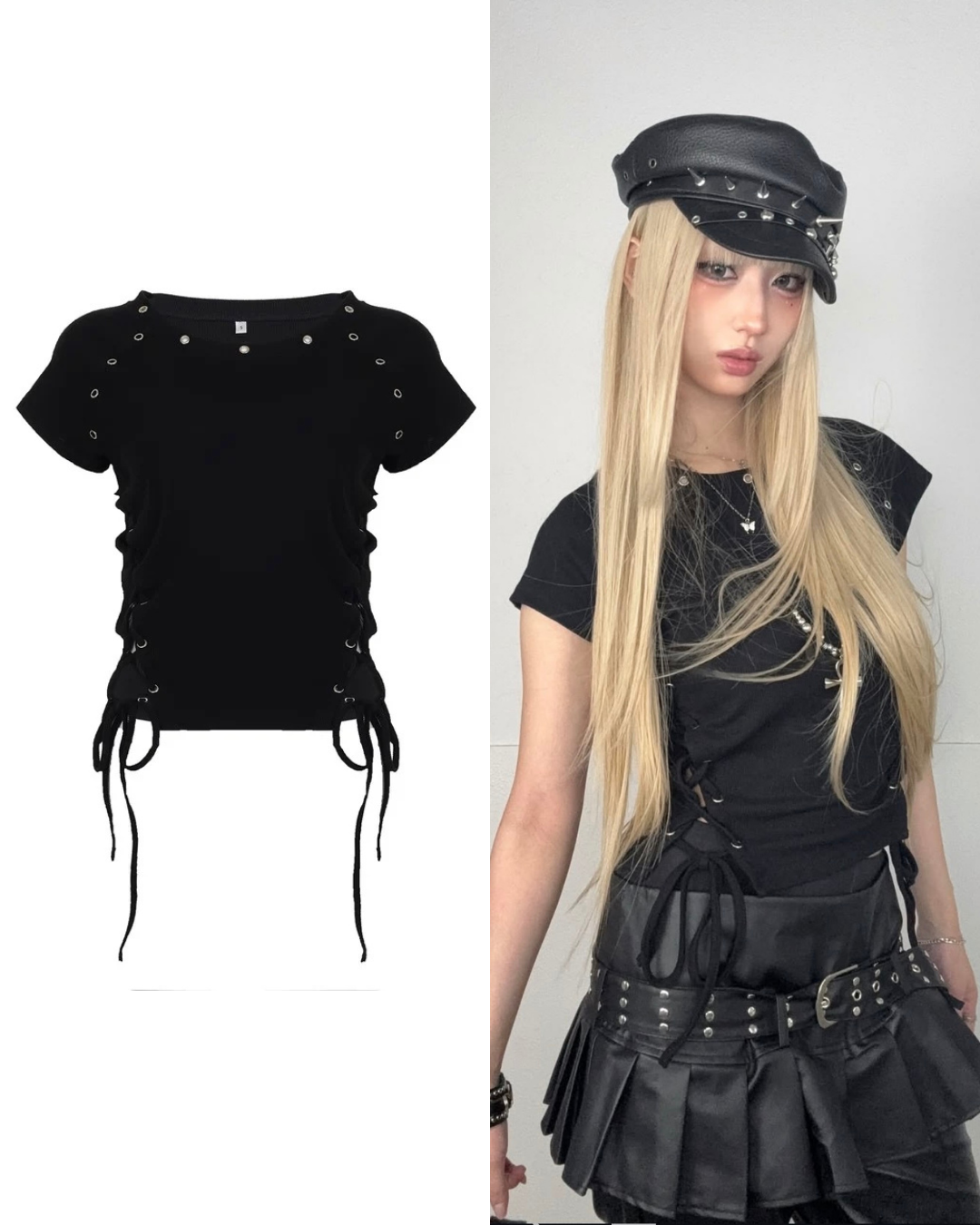 ダークアイレットデザイン半袖シャツ / VO1122