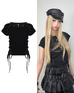 ダークアイレットデザイン半袖シャツ / VO1122