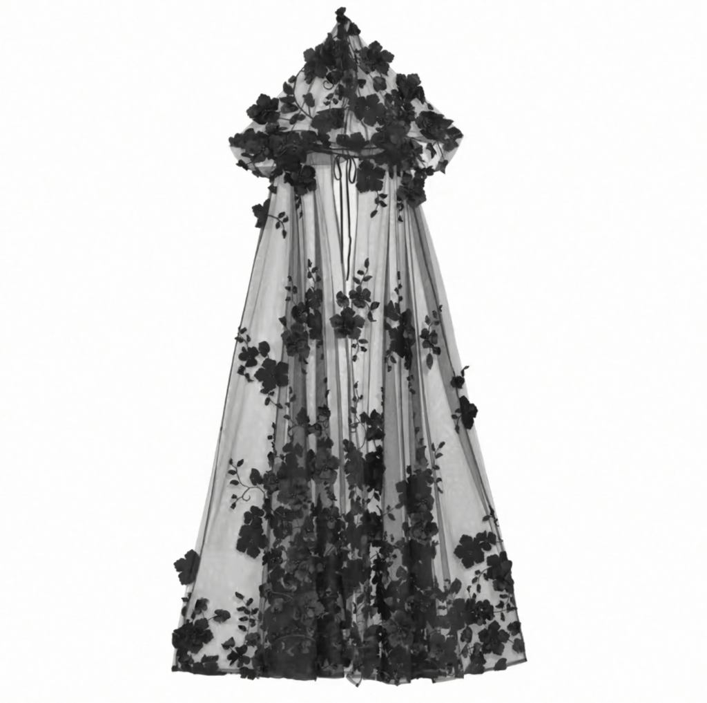 Gothic Beaded Embroidered Hooded Cape / CT04