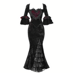 Red Goth Velvet Bandeau Mermaid Dress / CT06