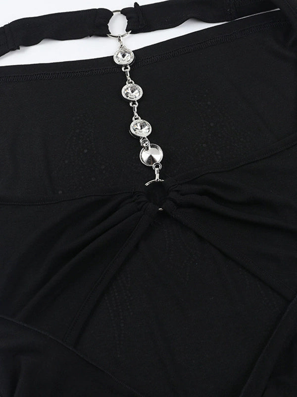 ラインストーンホルターネックトップ / vo1291