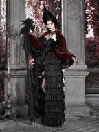 Red Goth Fur Coat Shawl / CT03