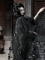 Gothic Beaded Embroidered Hooded Cape / CT04
