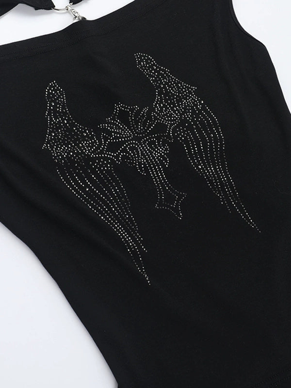 ラインストーンホルターネックトップ / vo1291