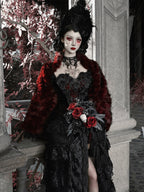 Red Goth Fur Coat Shawl / CT03