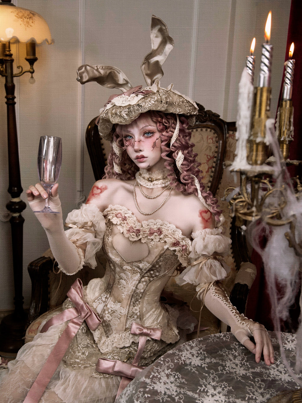 Doll Rococo Rabbit Ears & Cocktail Hat & Bonnet Hat / DR12
