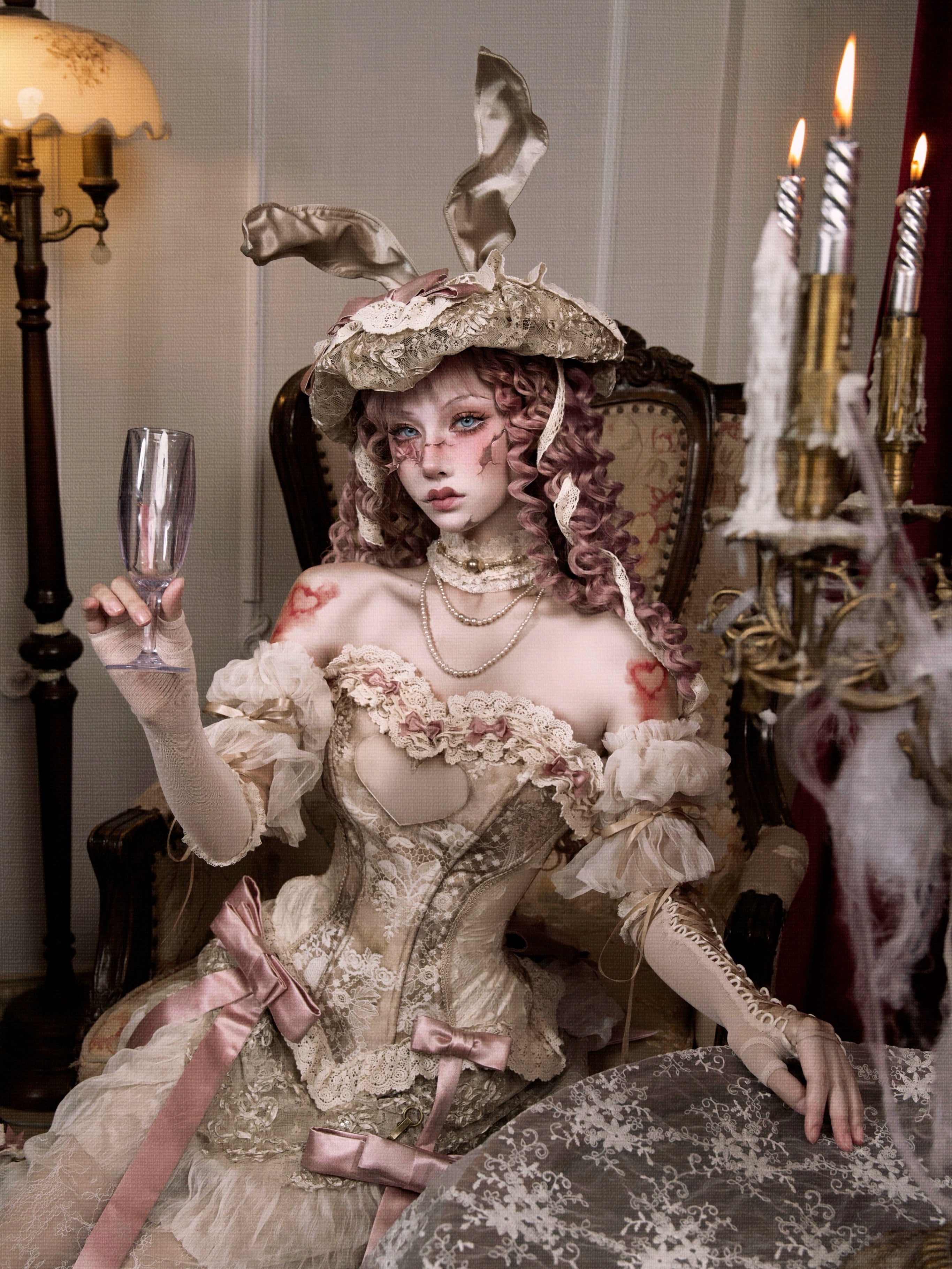 Doll Rococo Rabbit Ears & Cocktail Hat & Bonnet Hat / DR12
